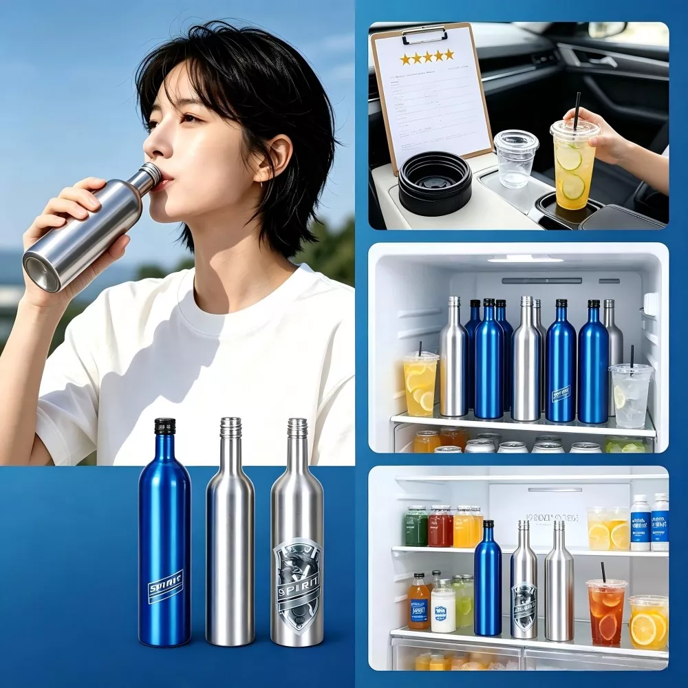 500ml Slim Tall Aluminum Liquor Bottle with ROPP Screw Cap